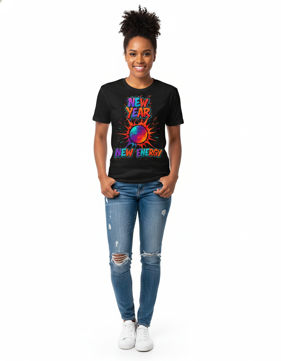 New Year. New Energy Black T-Shirt
