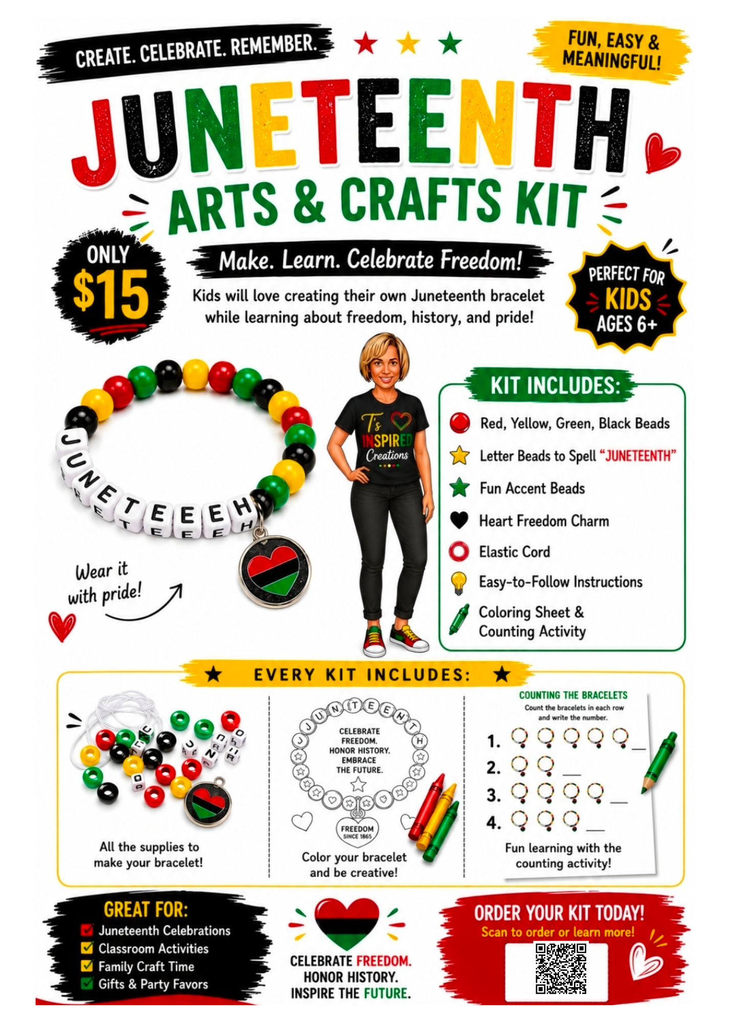 Juneteenth Kids Bracelet Arts & Craft Kit