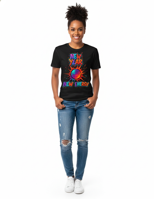 New Year. New Energy Black T-Shirt