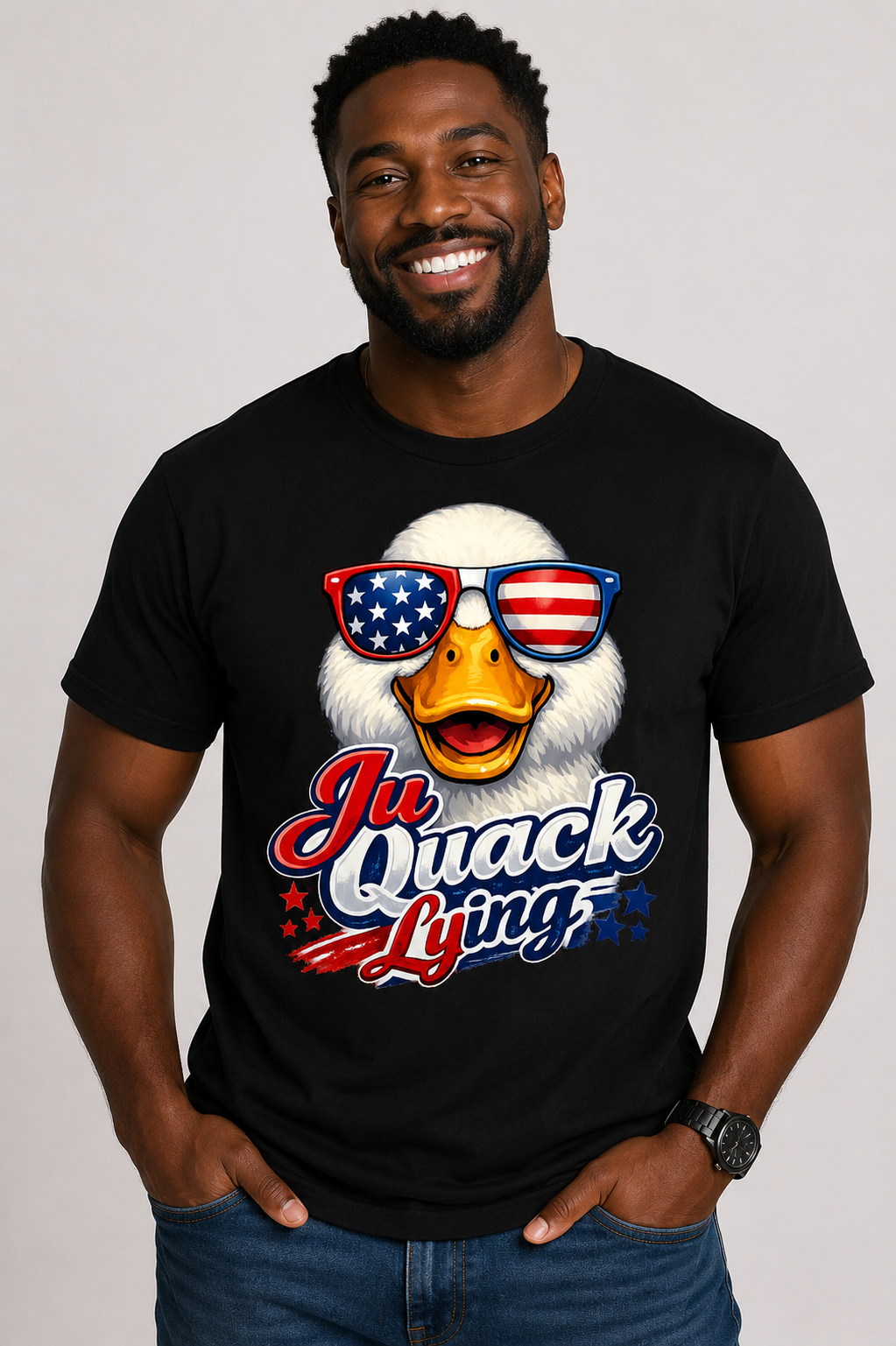 Ju Quack Lying Patriotic T-Shirt -Black