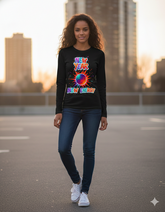 New Year. New Energy Black Longsleeve Black Shirt